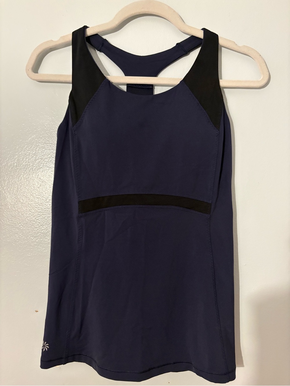 Athleta Navy Blue Black Racerback Mesh Athletic Workout Tank Top